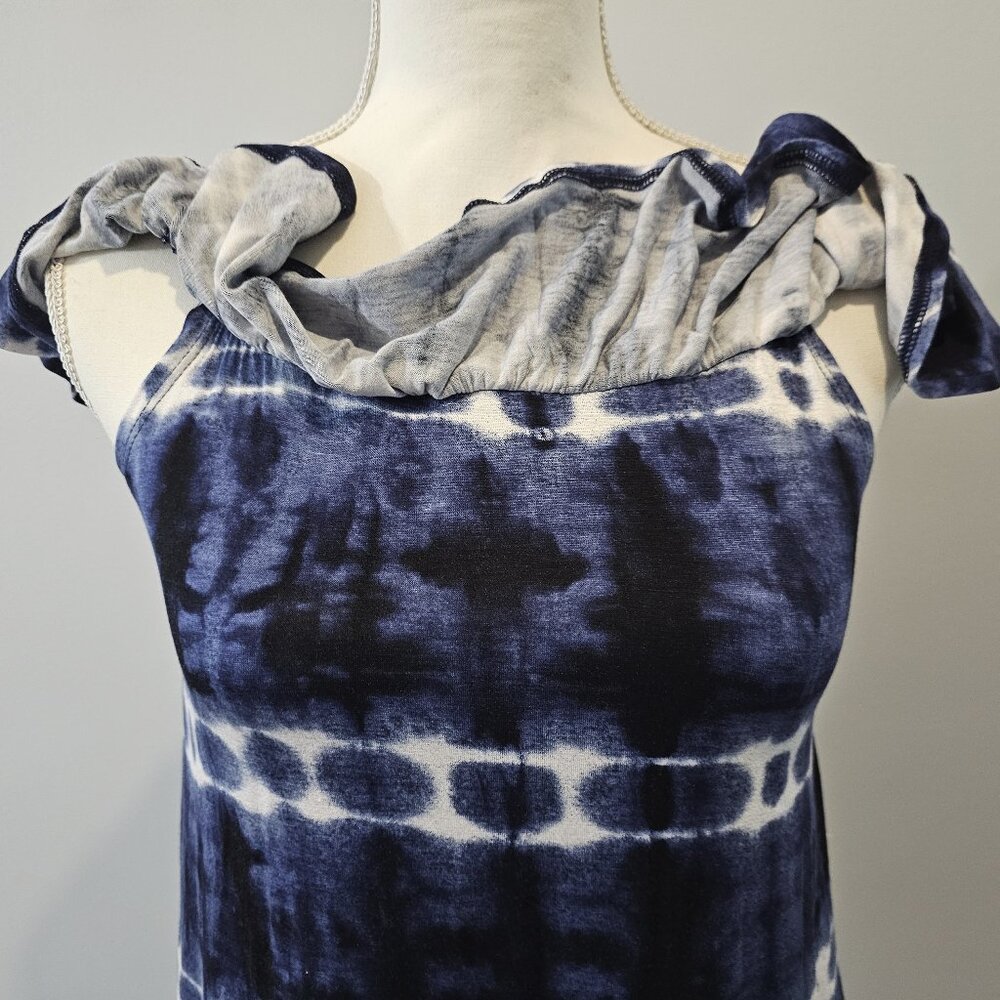 CLOUD CHASER blue TIE-DYE off shoulder TOP spandex RAYON - Picture 3 of 10